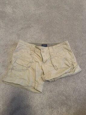 American Eagle Outfitters Tan Cargo Button-Detail Shorts